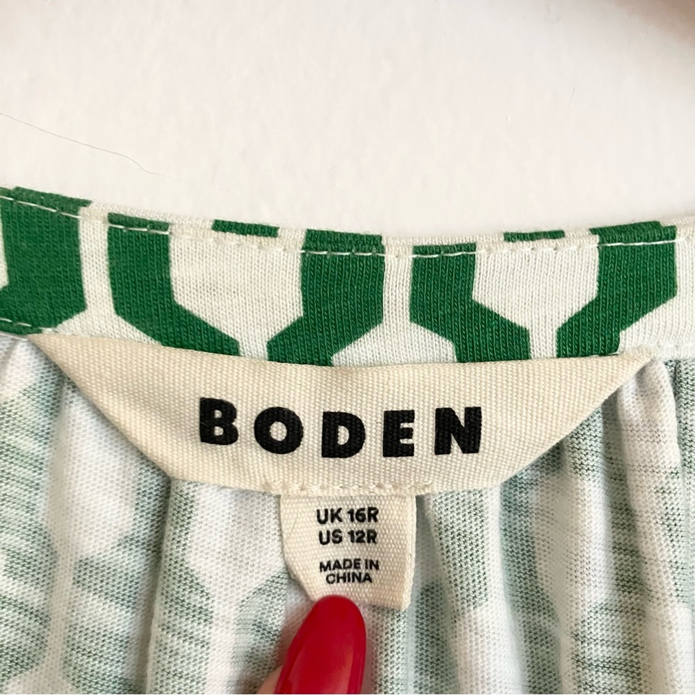 Boden Green Geometric Print Short-Sleeve Dress - Picture 11 of 12